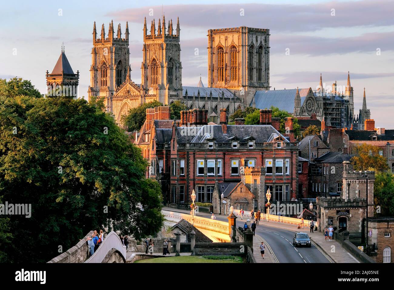 York Minster Cathedral and City Wall, York, Yorkshire, England, United Kingdom, Europe Stock Photo
