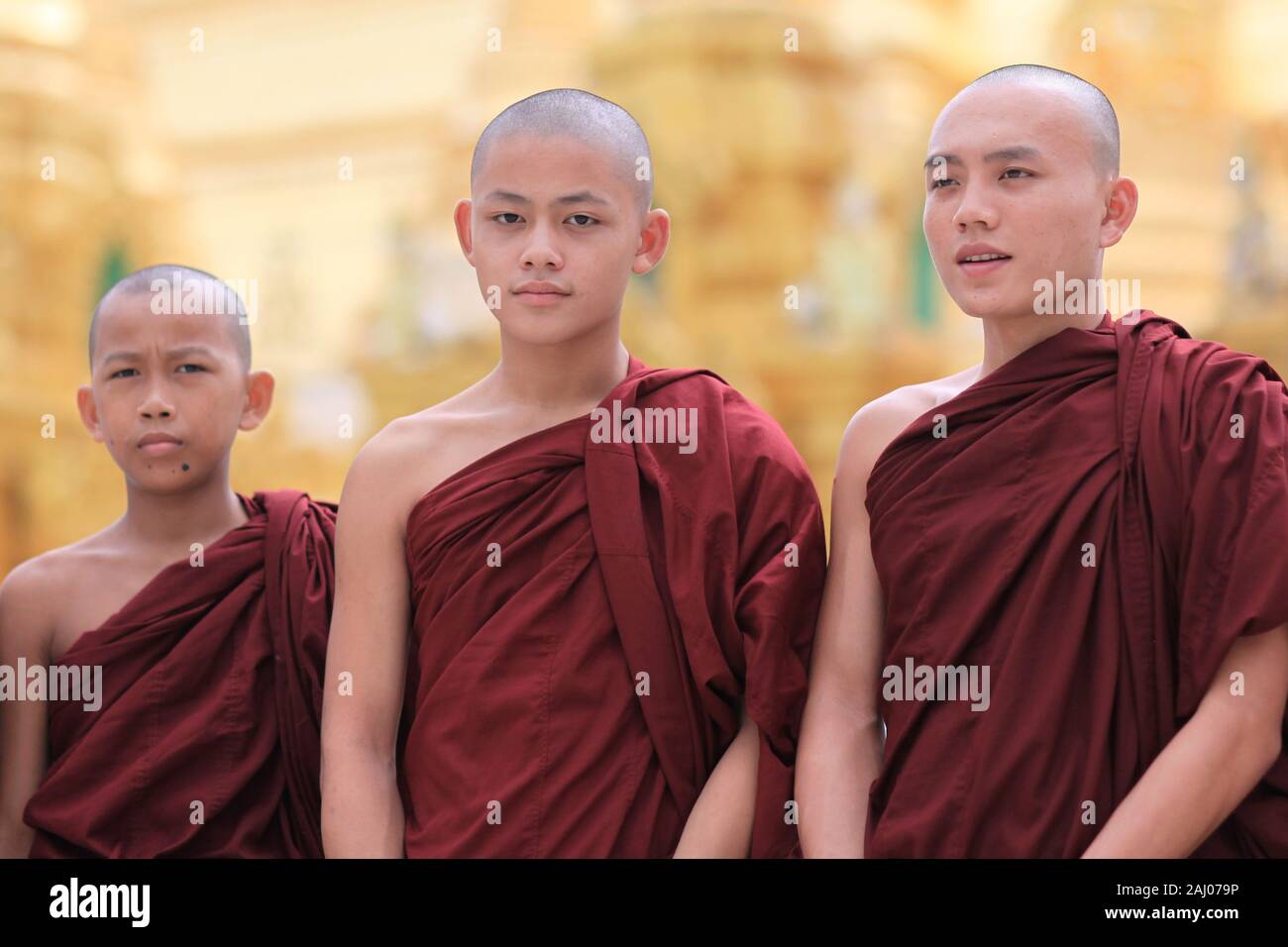 Young buddhist monks in Myanmar Stock Photo