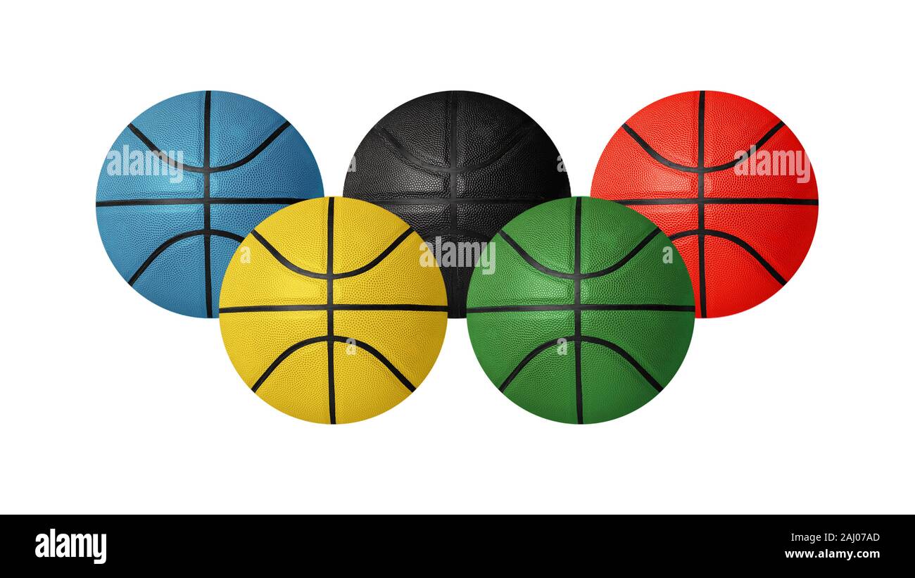 Sport balls in different colours. Professional basketball equipment