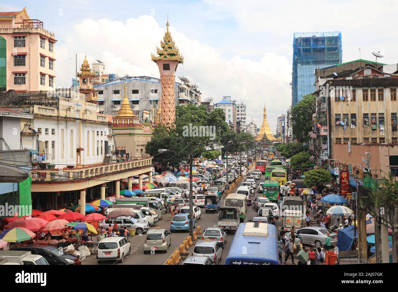 Streets of Yangon, Myanmar Stock Photo