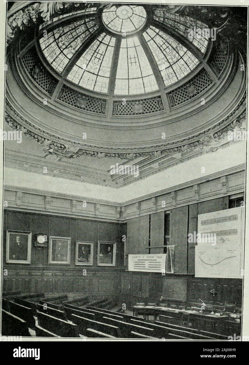 Light and lighting . three-quarters of theobserved illumination, the remainderbeing due to the secondary reflection fromthe ceiling and to repeated reflection fromthe walls, and to the mercury lamps. On the other hand. Raanming that three-quarters of the illumination is directly due to the cove, this gives 15 randies per foot-run as a fair value for the a source of light, and from this and the observed value 22 we obtain -71 as thecoefficient of diffused reflection of thecove. - an approximation, consider(platter of the theatre OABC, to Scale, the middle point being &lt;». and AH being half t Stock Photo