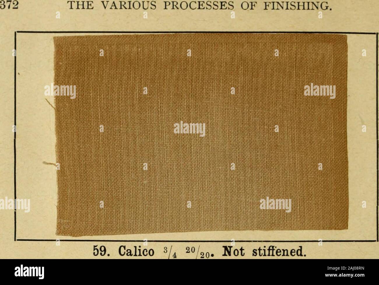 Elementary treatise on the finishing of white, dyed, and printed cotton goods . gr. Starch75 gr. China clay. Stir well together, boil and let cool. Starch with cold mixture well sieved on ma-chine fig. 15, pag. 106, dry on cylinder drying THE VARIOUS PROCESSES OF FINISHING. 371 machine fig. 16, pag. 107 and afterwards passthrough ordinary mangle with a bath consisting of 4 to 5 kilos Quite neutral dextrine100 litres Water500 gr. Turkey red oil. Dry on cylinder machine, damp after having allow-ed to cool well, calender with light pressureeither with lapping or endless blanket. 64. English weigh Stock Photo