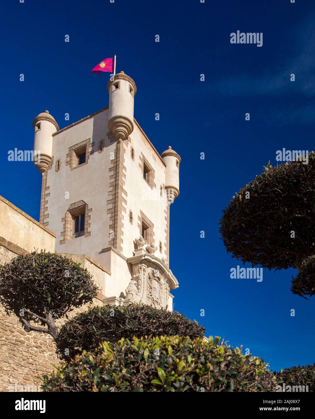 Cadiz city walls, Las Puertas de Tierra, one of the main gates to the city Stock Photo