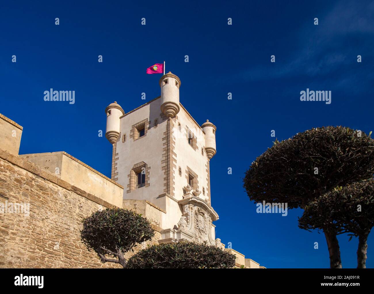 Cadiz city walls, Las Puertas de Tierra, one of the main gates to the city Stock Photo