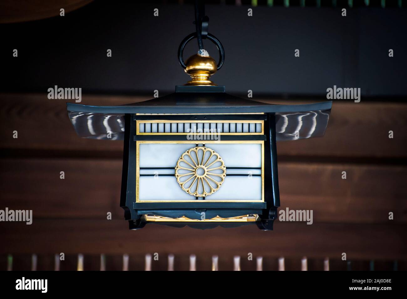 Japanese lantern showing the Chrysanthemum design of the Imperial Seal