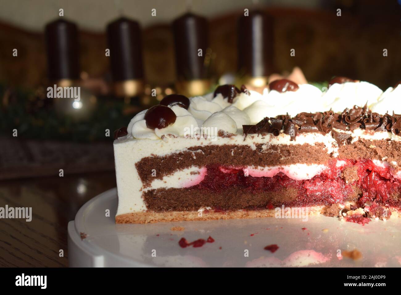 Schwarzwälder Kirsch cherry cream cake from Germany Stock Photo Alamy