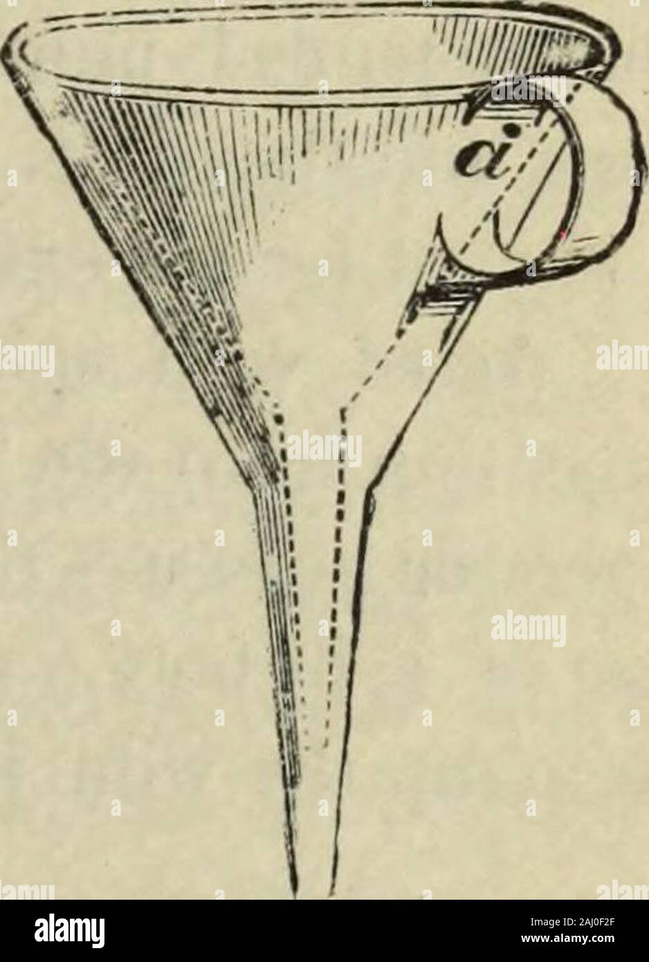 Modern magic : A practical treatise on the art of conjuring. . douter sides. It is, in fact, a funnel within a funnel, joined at theupper edges. (See Fig. 210.) It has an air-hole, a, generally on the under side of thehandle. When required for use, the hiddenspace is rilled with wine. The simplest wayof doing this is to stop the spout of the funnelwith the ringer, and then to rill it with wine,which, seeking its own level, will graduallyrise to the same height in the outer space asit stands at inside the funnel. This must, ofcourse, be done with the air-hole open. Whenthe space is rilled, the Stock Photo