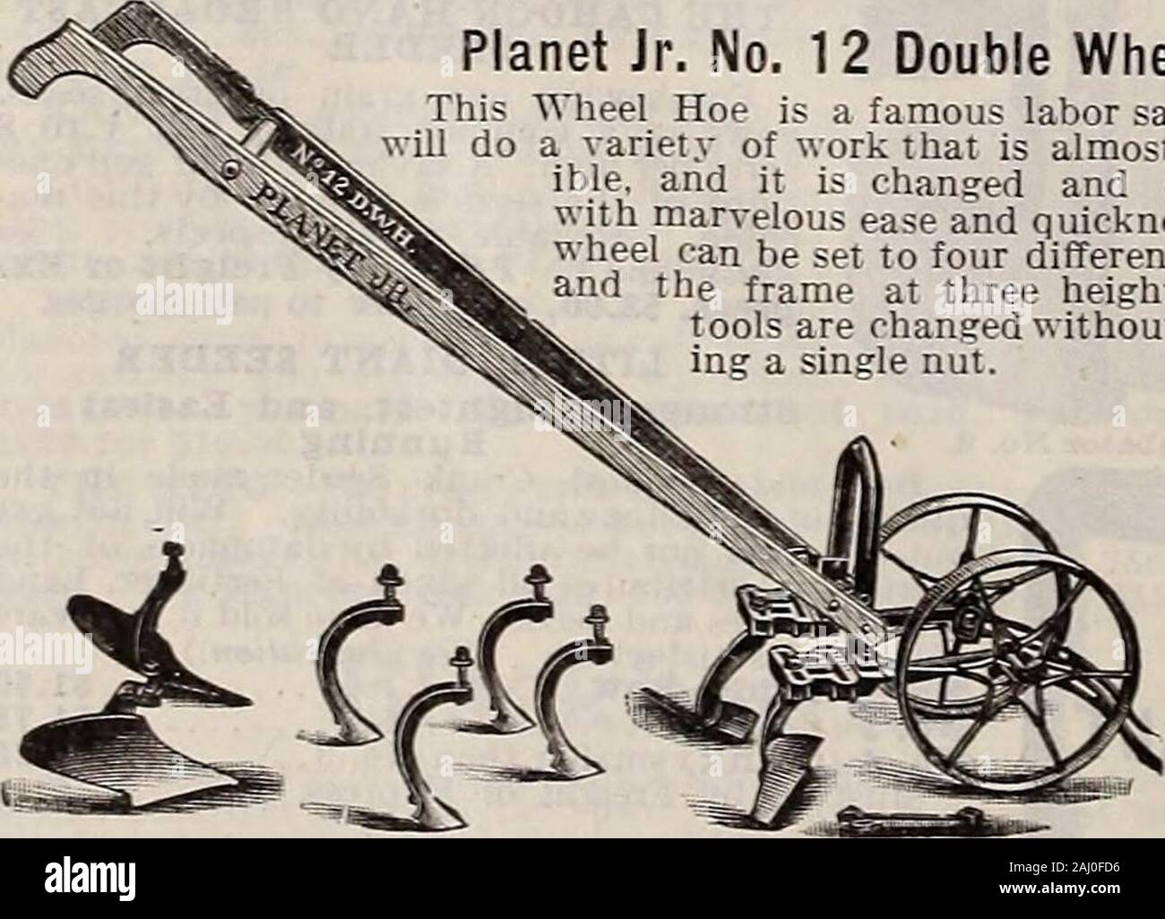 Seed annual . business in one tool. Planet Jr. No. 12 Double Wheel Hoe This  new combined machine as a Drill is almost identical with thePlanet Jr. No.  4 Drill; will sow