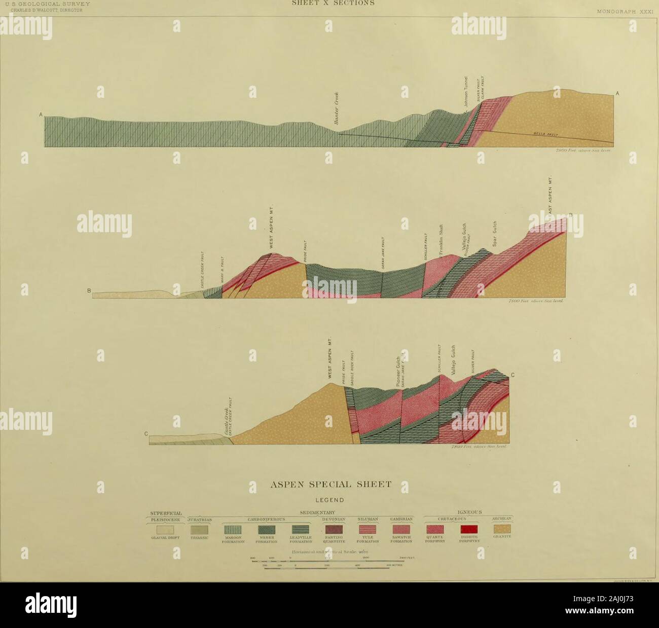 Atlas to accompany monograph XXXI on the geology of the Aspen District, Colorado . J. SI IK LOT XI TOliKiliAIMlY ,ok, -- vv B!i TOURTELOTTE PARK SPECIAL -a : -Rt 11   % Stock Photo