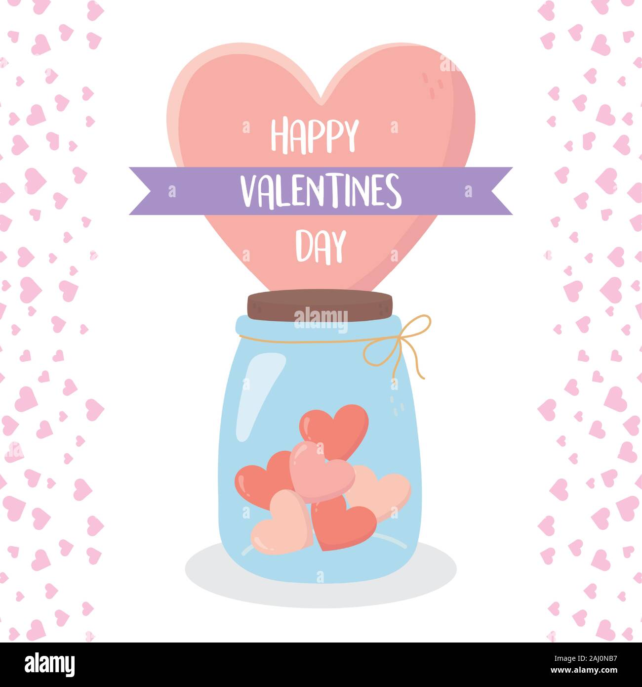 happy valentines day jar glass hearts love romantic card vector ...