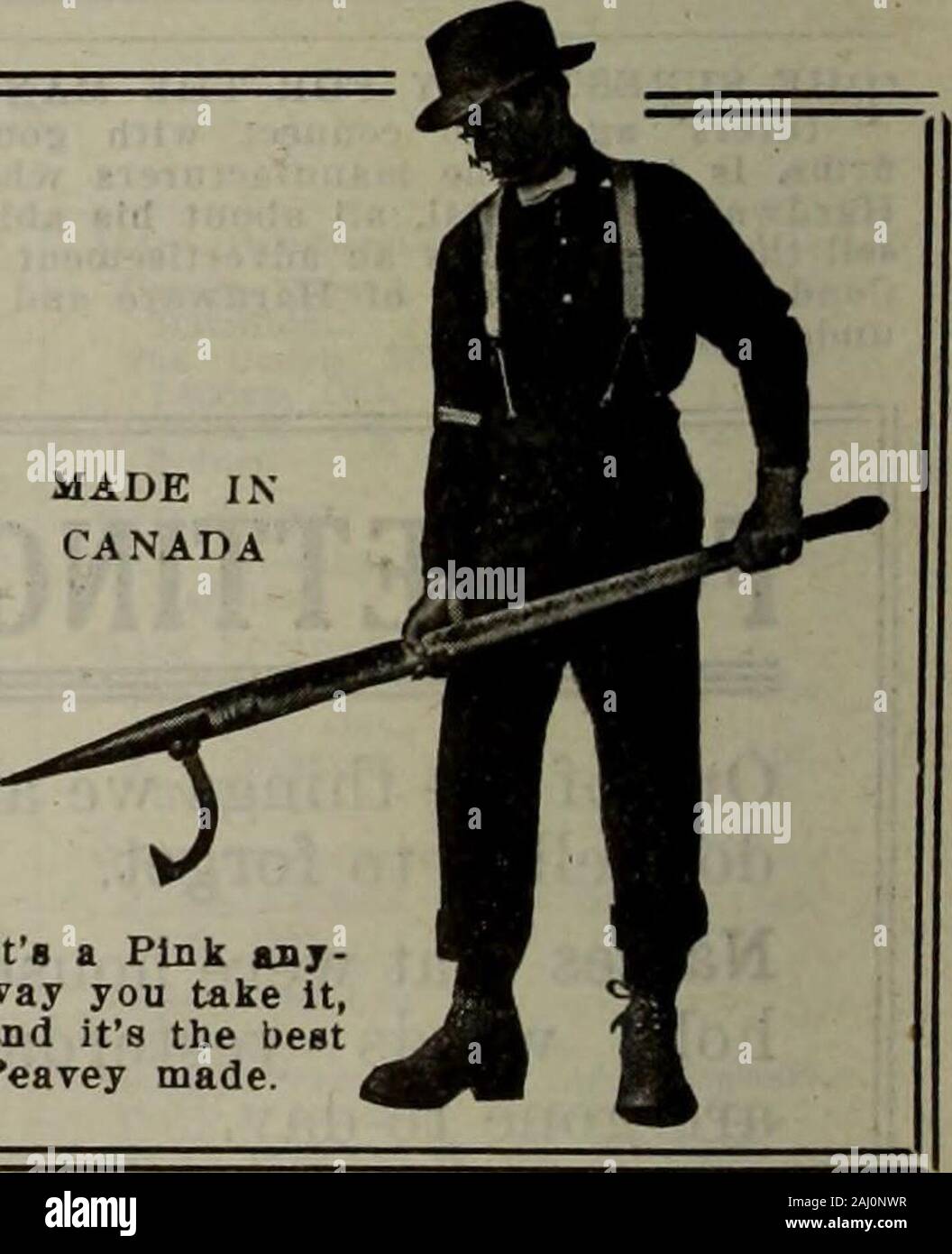 Hardware merchandising March-June 1917 . AnnealedRivet Burrs. Felloe Plates. Sheared andPunched Plates. Malleable Washersand Cast Iron Washers. Prompt Shipments Wrought Washer Mfg.Company Milwaukee, Wis. PINKS LUMBERING TOOLS The Standard Tools in every province of the Dominion, New Zealand, Australia, etc.We manufacture all kinds of lumber tools. Light and Durable.LONG DISTANCE PHONE No. 87.Send for Catalogue and Price List. Sold throughoutthe Dominion by all Wholesale and Retail Hardware Merchants. THE THOS. PINK COMPANY, LIMITED Manufacturers of Lumber Tools PEMBROKE - - ONTARIO. Its a Pink Stock Photo
