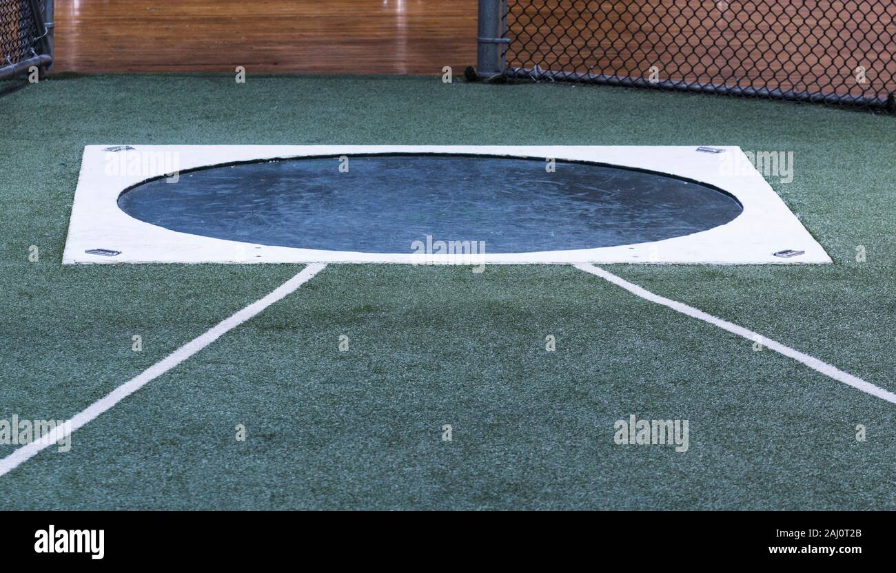 An indoor throwing circle that can be used for high school, college and