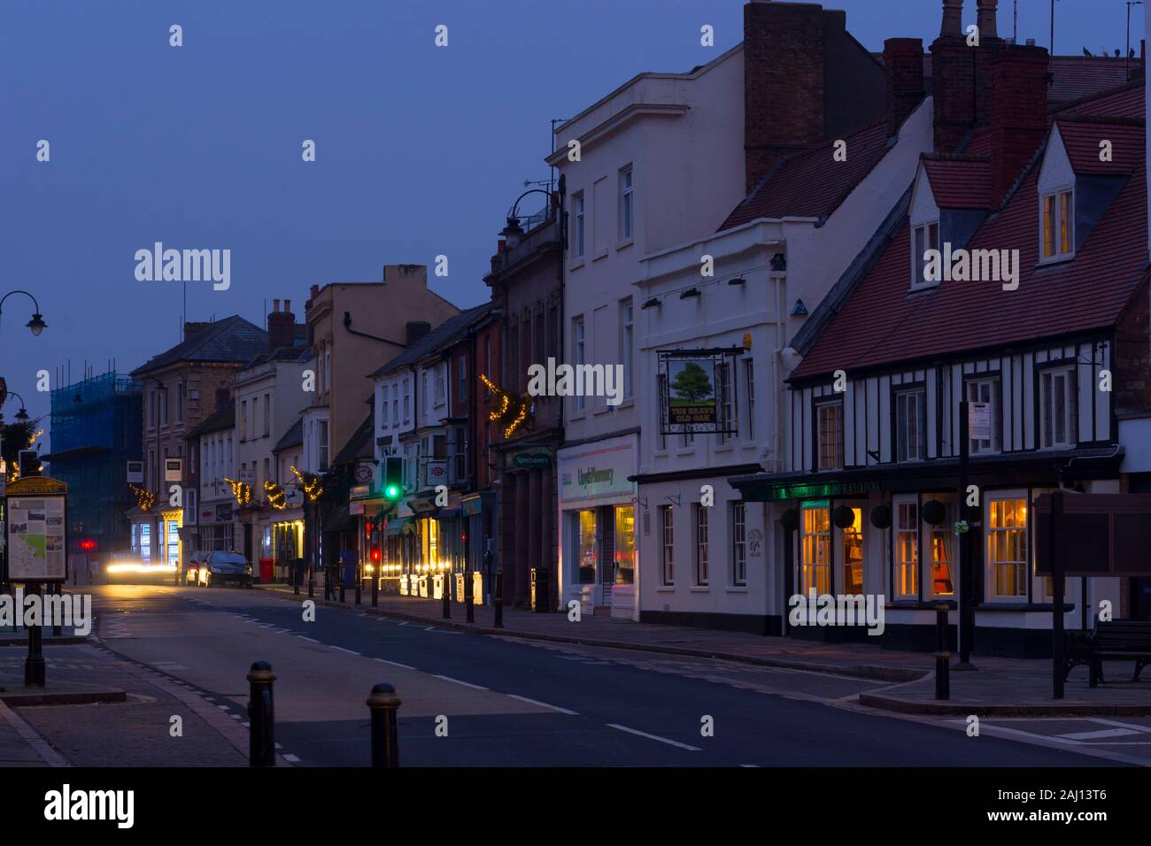 Watling Street at dawn, Towcester, Northamptonshire, England, UK Stock