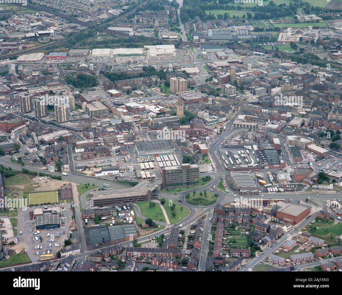 An historic aerial photo of Wakefield West Yorkshire, Northern England, UK, shot in 1988 Stock