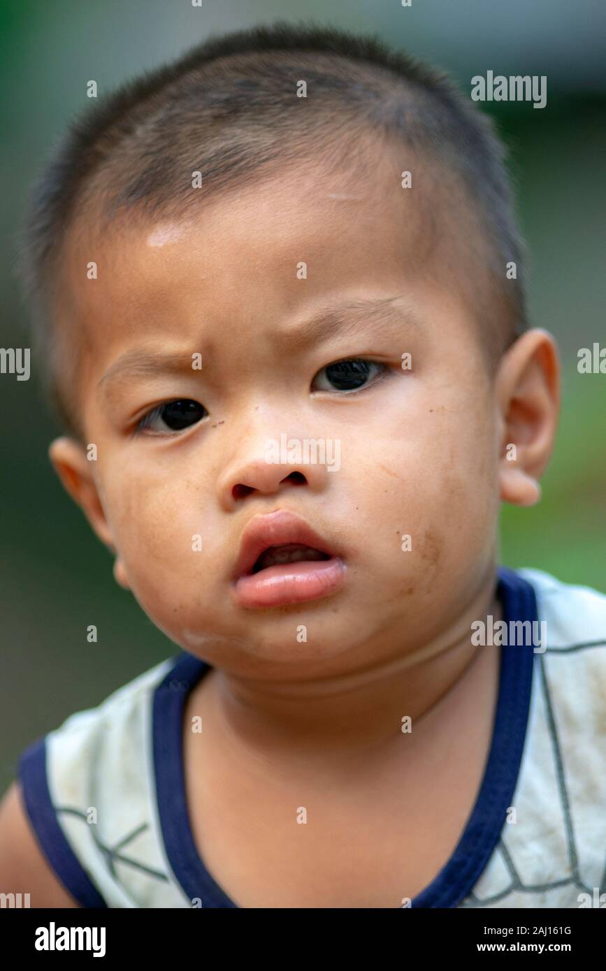 Portait of a chubby asian boy Stock Photo