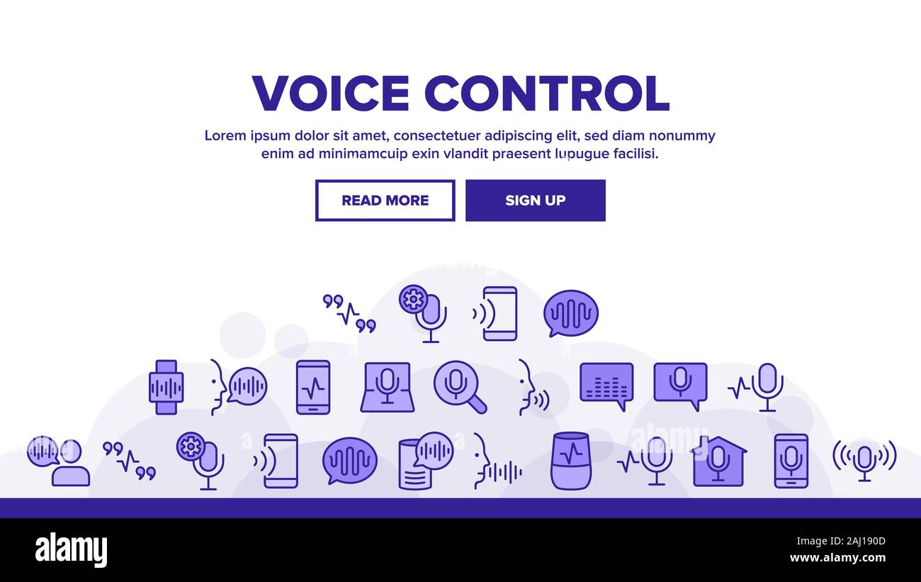 Voice Command Tag Voice Control Command Landing Header Vector Stock Vector Image & Art ...
