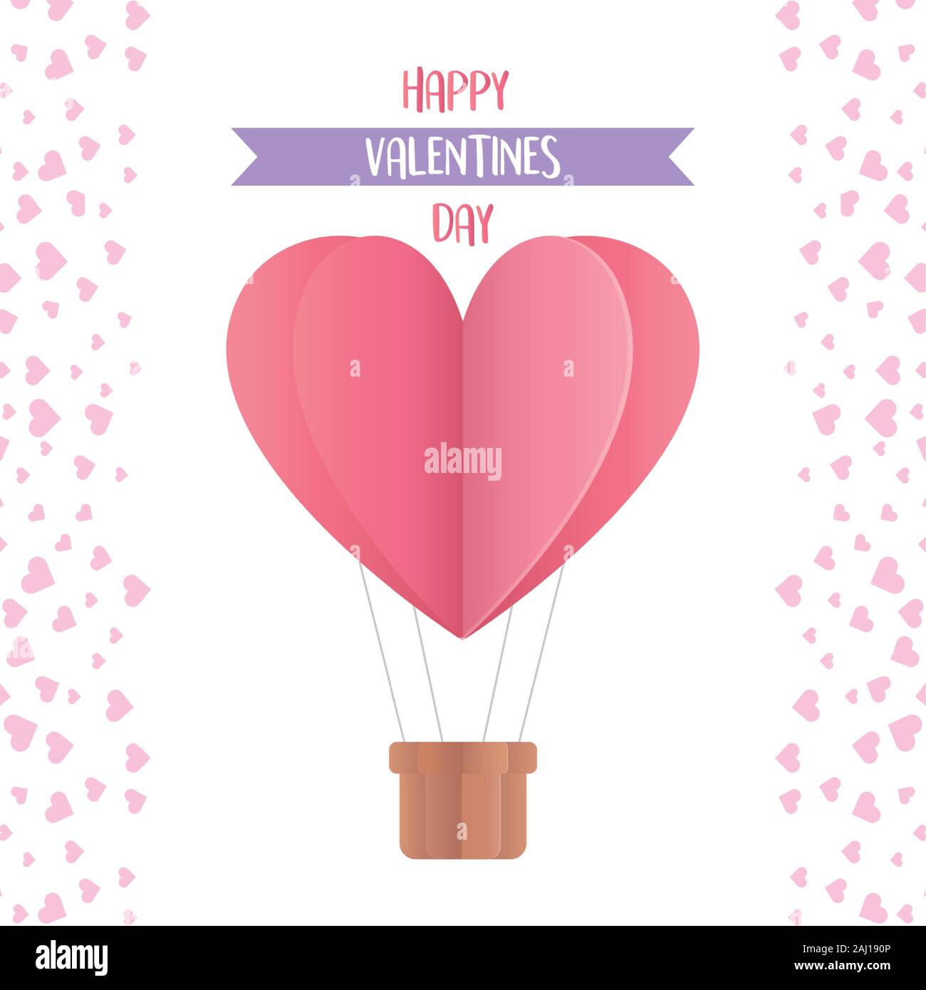 happy valentines day origami paper hot air balloon hearts decoration ...