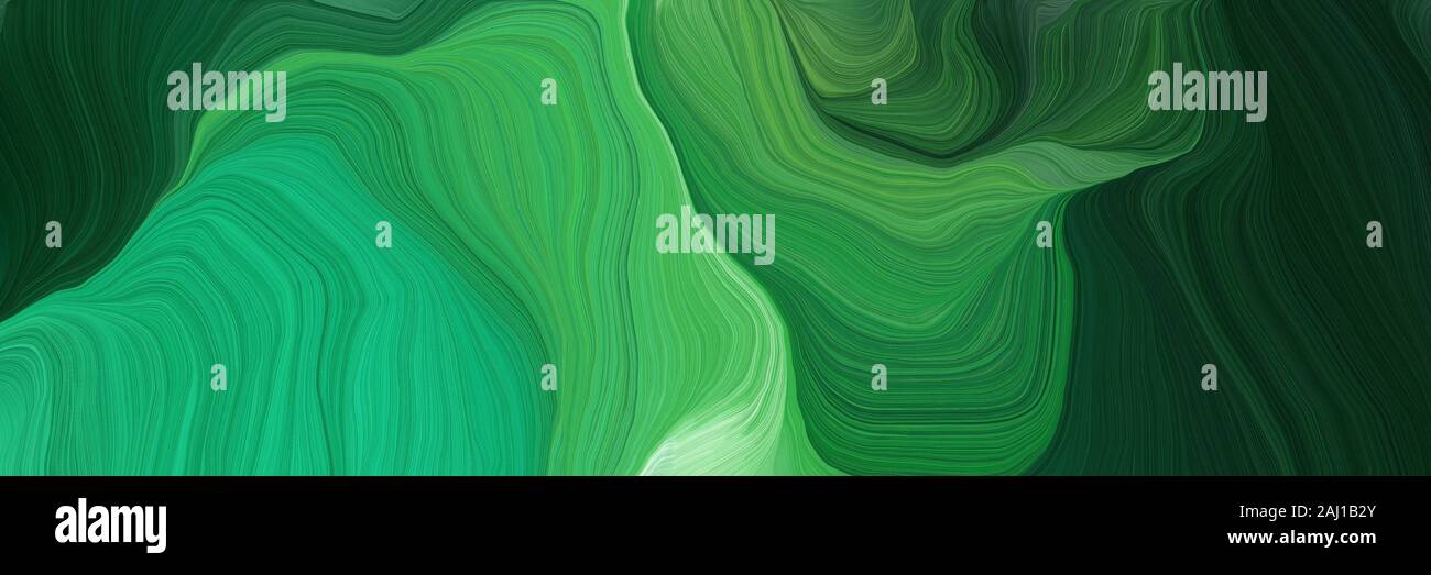 Horizontal Banner Background With Sea Green Very Dark Green And