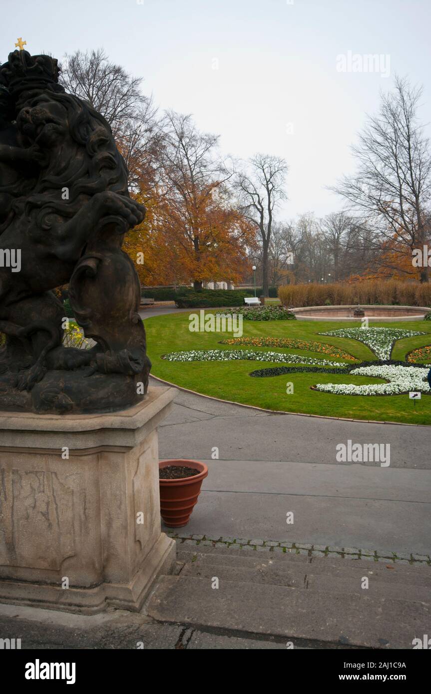 Winter Flowering Pansy Pansises Garden Beds in Prague Castle Gardens Czech Republic Europe Stock Photo