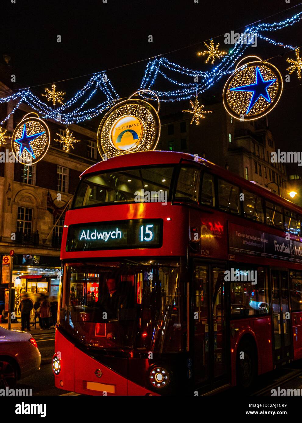 London Bus and Christmnas Lights shaftsbury avenue Night Views Lights