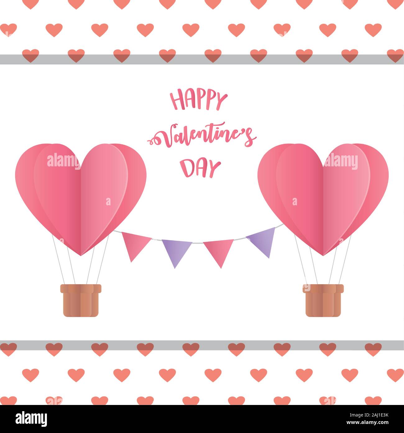 happy valentines day origami paper hot air balloon hearts baskets ...