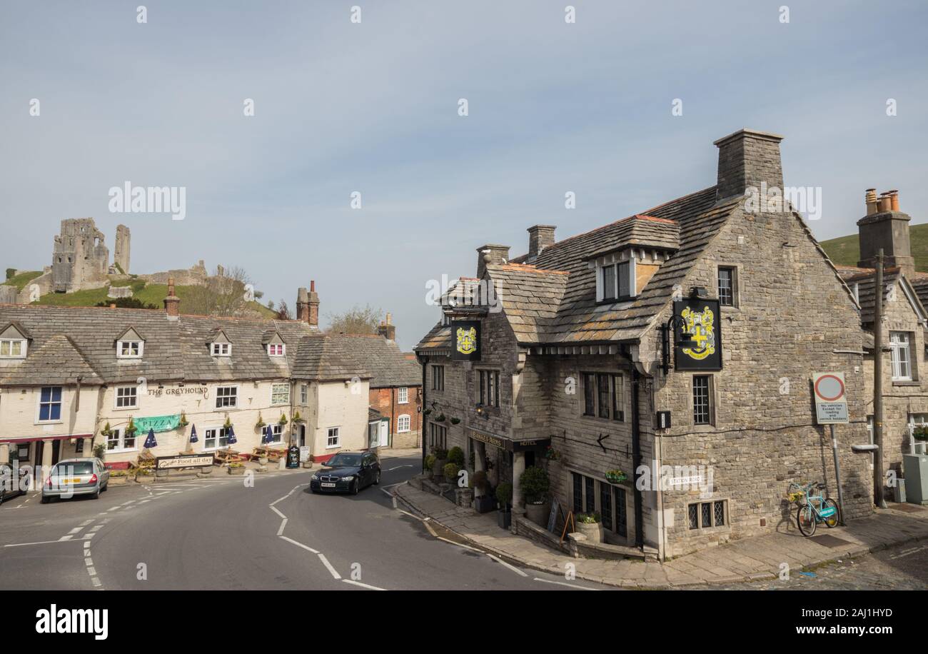 The Greyhound Inn and Bankes Arms in Corfe, Dorset, UK Stock Photo