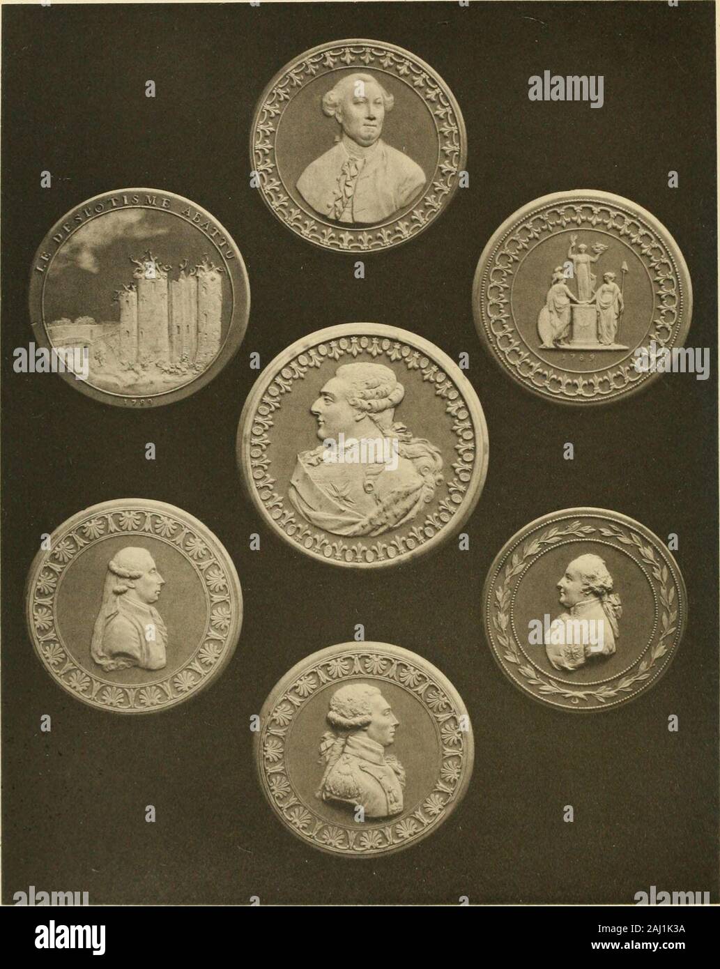 Catalogue of mediæval & later antiquities contained in the Mayer Museum, including the Mather collection of miniatures and medals relating to the Bonaparte family . ^in. 20. i. 70. 173 623. Medal, same as No. 593.Obv. Same as No. 594. Rev. das BEFREIETE MAGDEBURG UBERGEBENAN TAUENZIEN D. 23 MAI 1814. The delivered Magdeburg givenover to Tauenzien. Dia. |in. 20. I. 70. 173 624! Medal, same as No. 593.Obv. same as No. 594. Rev. und SCHENKTE EUROPA RUHE UND GLUCKDURCH DEN PARISER FRIEDEN D. 30 MAI 1814. And gave to Eu-rope rest and happiness by thepeace of Paris. Dia. |in. 20. I. 70. 174 625. Med Stock Photo
