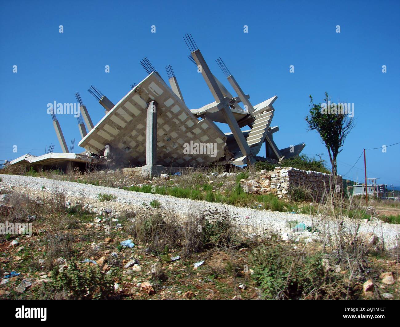 2017 - ALBANIA -  Buildings illegally built were demolished by the authorities Stock Photo