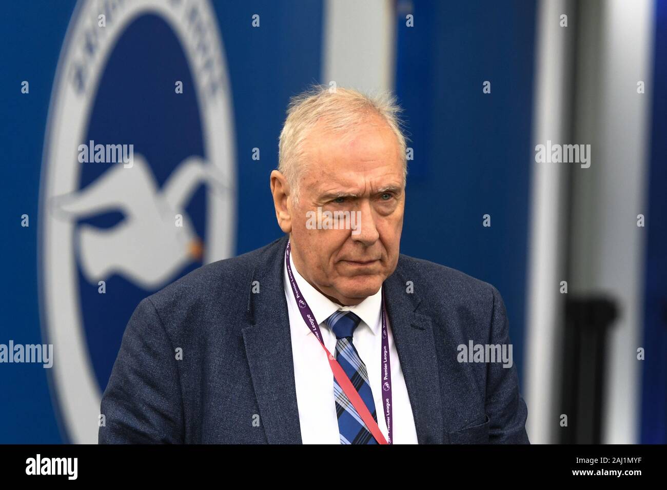 1st January 2020, American Express Community Stadium, Brighton and Hove, England; Premier League, Brighton and Hove Albion v Chelsea :Martin Tyler football commentator and is assistant manager at Woking Football Club.Credit: Phil Westlake/News Images Stock Photo
