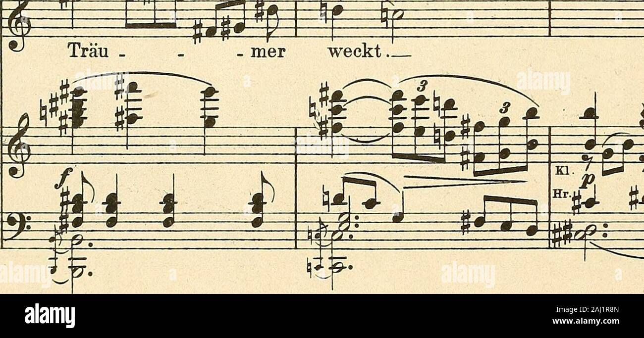 Eine florentinische Tragödie : Oper in einem Aufzug, Op 16 . mer weckt. feir^l^f. Auf demAl . i i Ytfftfycf y^ytfitf ii. tti Jr^&gt;L ^i i- ^ zz: ± B. E ^ ür ^^^ will ich stehn. tan dort m^ n^ n y,J)y ?^ y b«h rtf. - F^ fcfe £ £ ^ö^-^—:— I dim. fj. TT - ^ ^^li s 1 grb f U..E.5662. Jr Noch langsamer und äußerst zart. Guido, (geflüstert) 81 123 hft ^n ) }) J) ^I) i) h j^i ^m p ±± f # 0-^—# ^^^^=^ Und auf ei - ner Lei   ter t ^^ ^^z aus Sei - de schar . lach.rot, be ^ £=t M ^^^^ ,t ^) ?&gt; ip tt. Et ^ i: ^ ^^,p ^ f^ ii ß^^.M ^tHr T r- r r ? r r f i=T ^ ^^p^ ^ /^ « ? ^ ^ i ^^ G. ±i ^ stickt Stock Photo