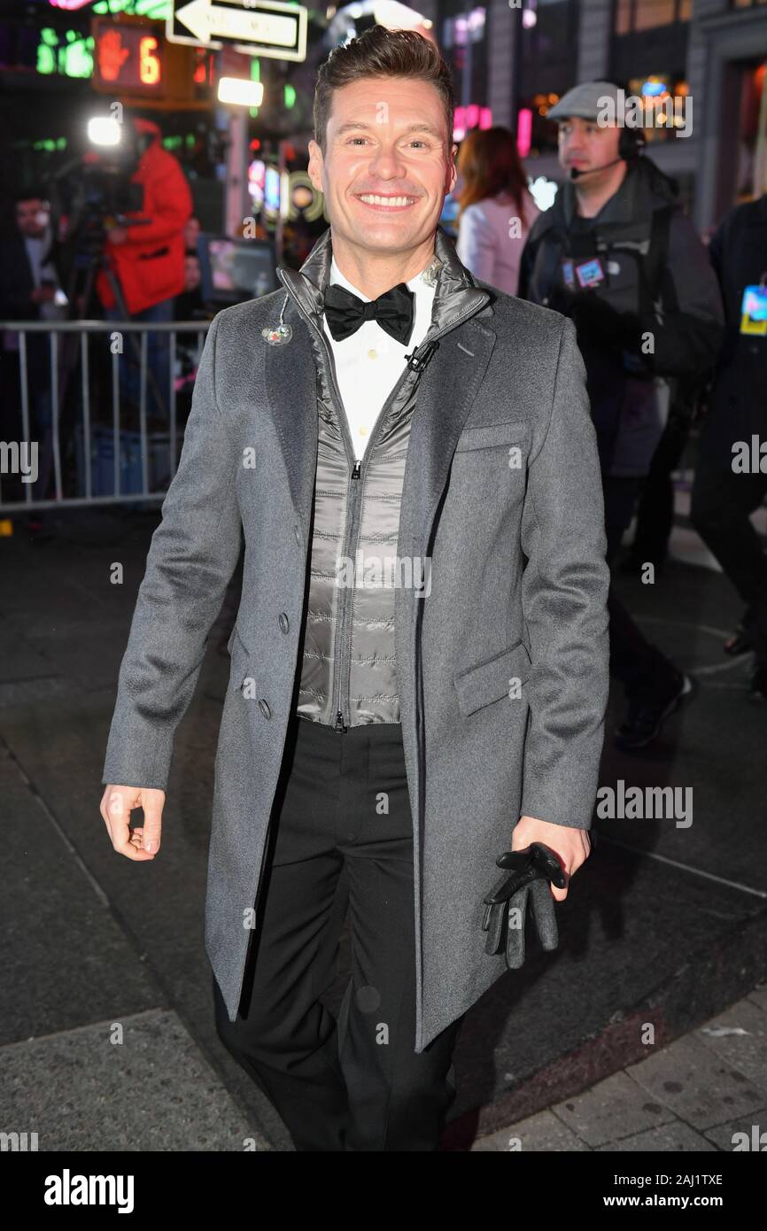 Ryan Seacrest attends the Times Square New Year's Eve 2020 Celebration on December 31, 2019 in New York City. Stock Photo