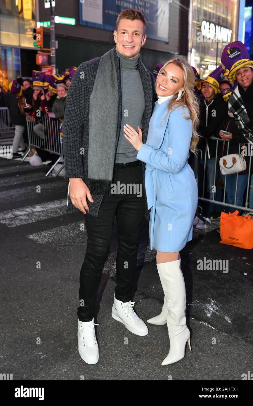 Rob Gronkowski and Camille Kostek attend the Times Square New Year's Eve 2020 Celebration on December 31, 2019 in New York City. Stock Photo