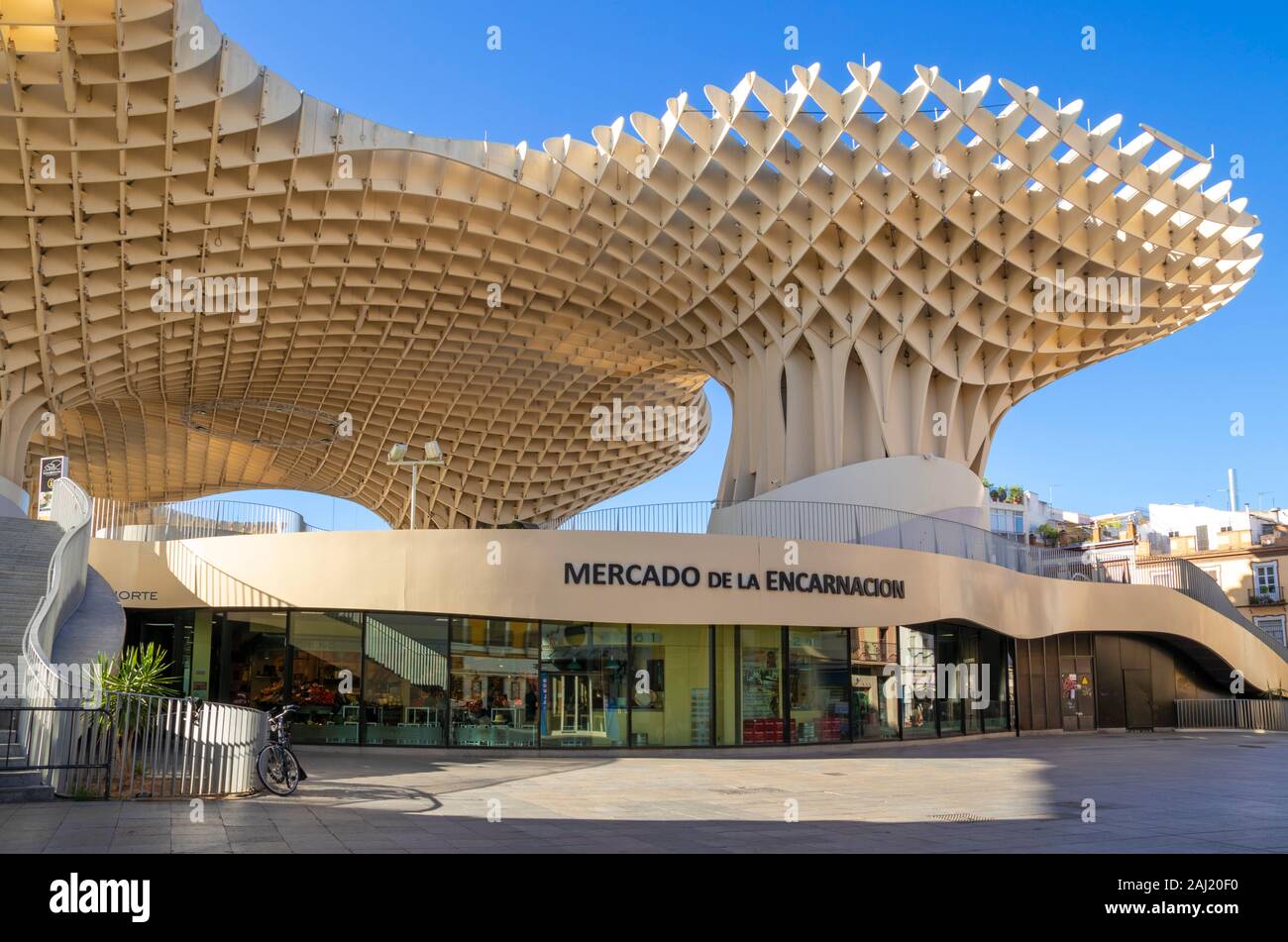 Mercado de la Encarnacion, Seville Metropol Parasol (Las Setas De Sevilla), Plaza de la Encarnacion, Seville, Spain, Andalusia, Spain, Europe Stock Photo