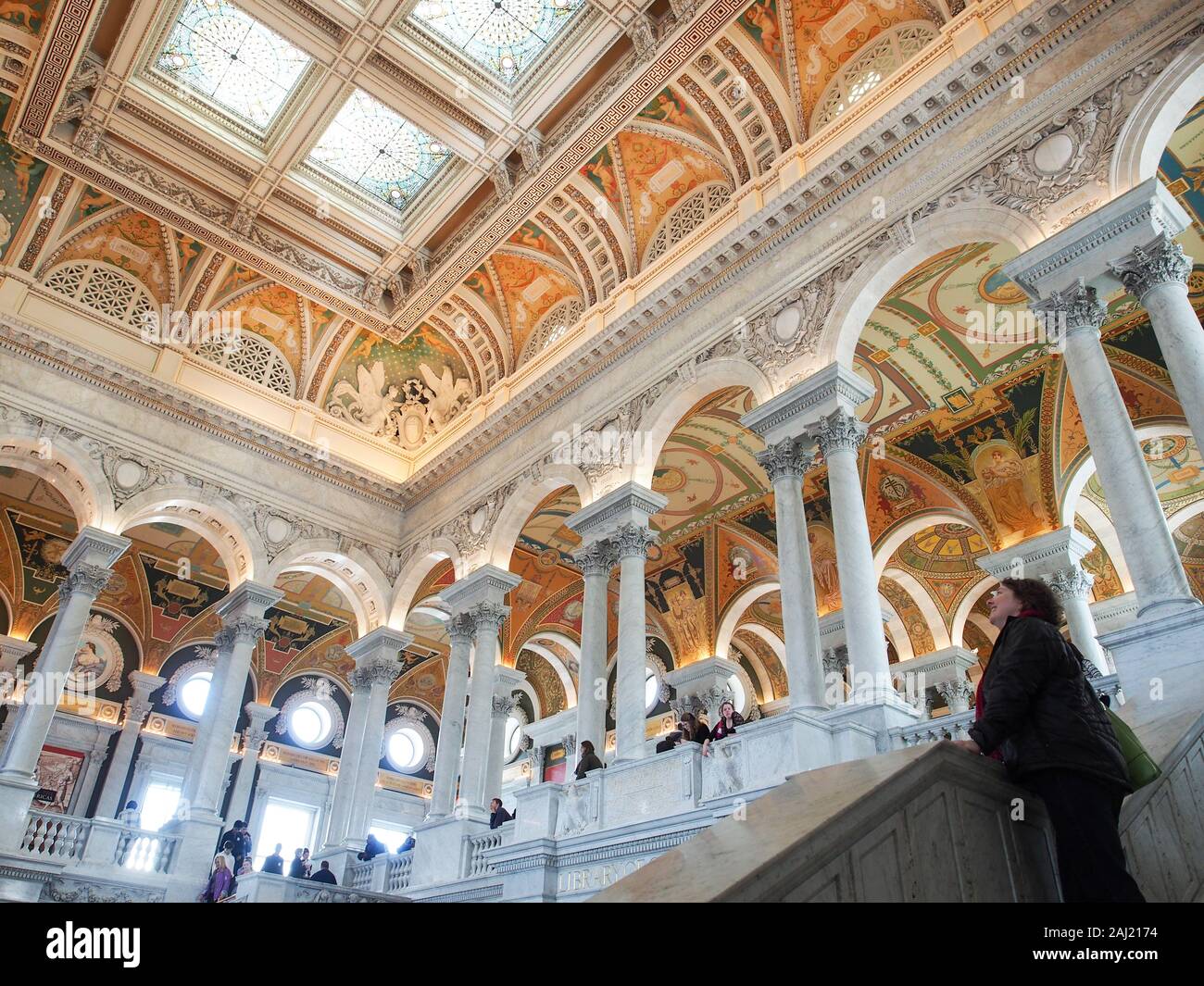 Great Hall of the Library of Congress, Washington, DC, USA, North America Stock Photo