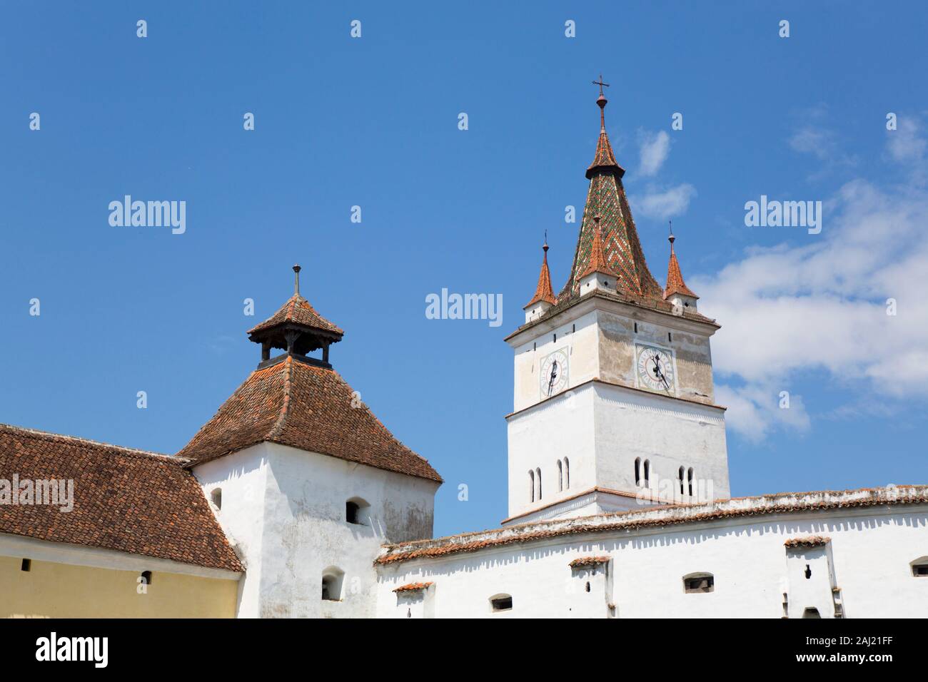 Clock Tower, Harman Fortified Church, 13th century, Harman, Brasov County, Romania, Europe Stock Photo