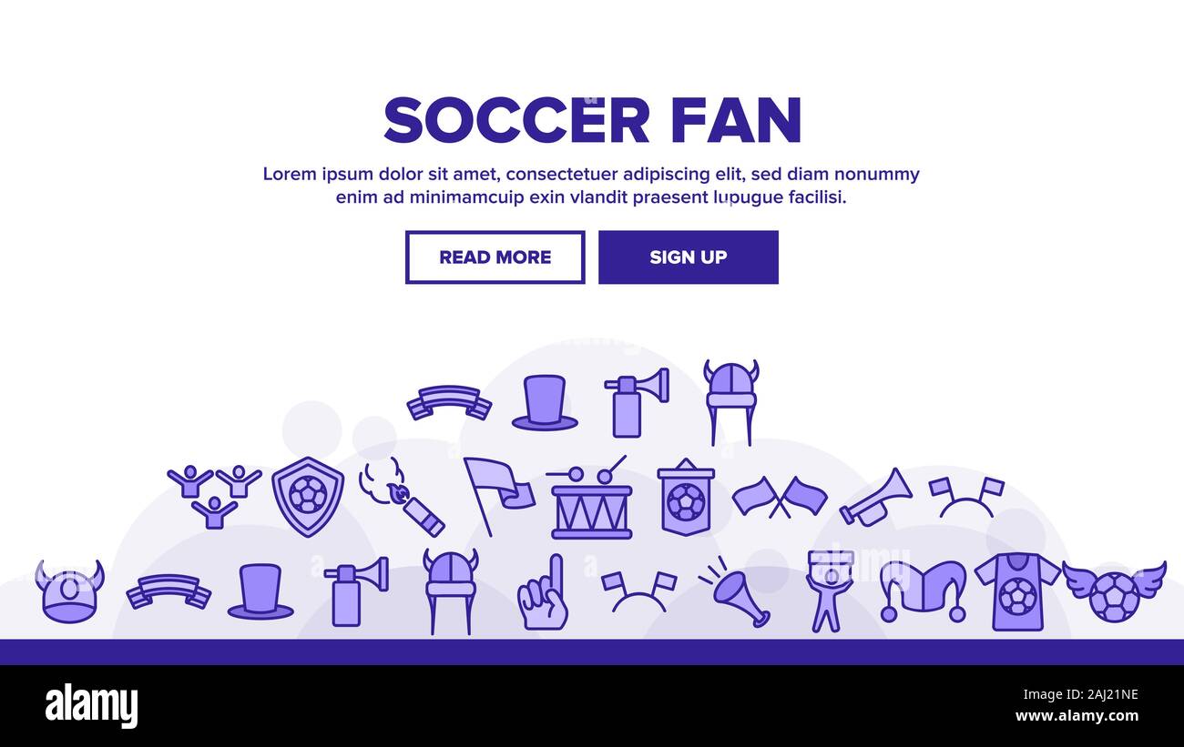 Soccer Fan Equipment Landing Header Vector Stock Vector Image & Art Alamy
