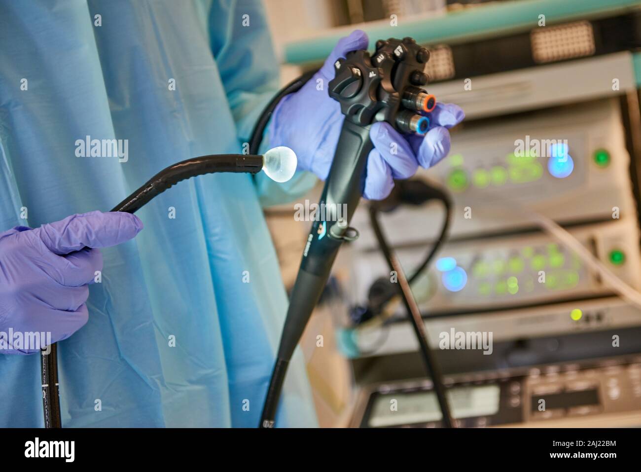 doctor holding Endoscope Stock Photo