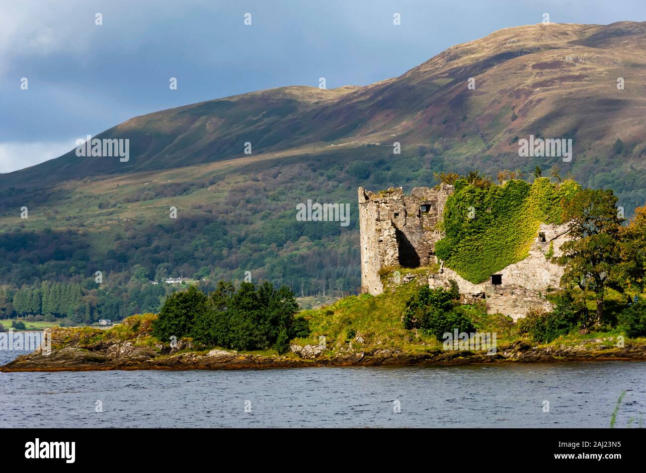 The 15th century Castle Lacklan, Clan Maclachlan, Loch Fyne, Argyll and Bute, Western Scotland, United Kingdom, Europe Stock Photo
