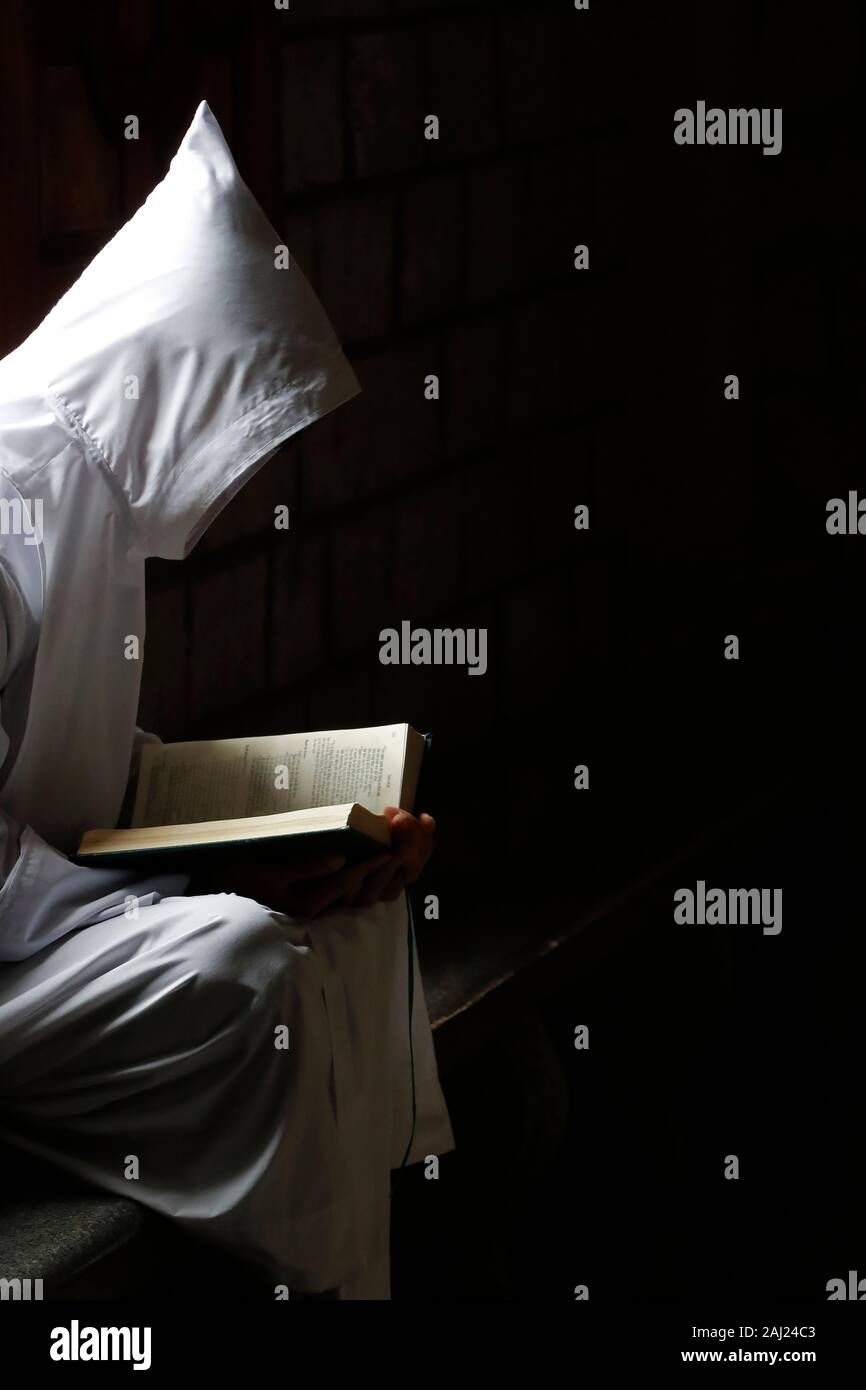 Monk reading the Bible, Cistercian Abbey, Our Lady of My Ca, Vietnam, Indochina, Southeast Asia, Asia Stock Photo