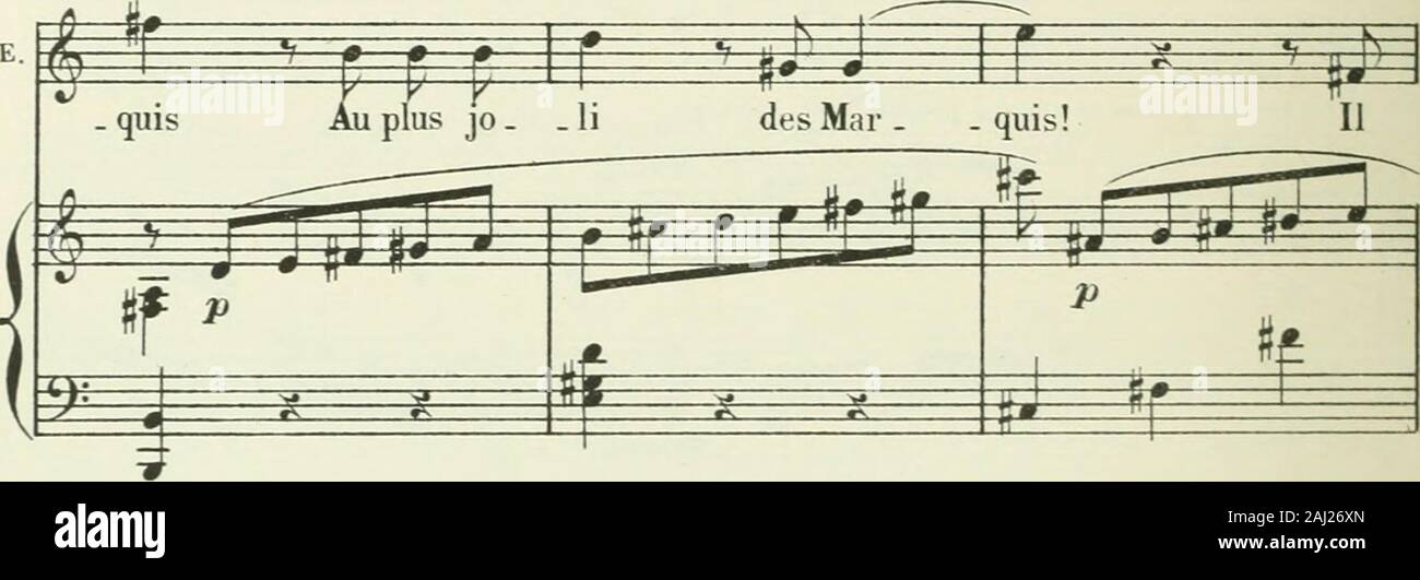 La carmélite; comédie musicale en quatre actes et cinq tableaux Poëme de Catulle Mendès . 68 i Assez vif. ÉGLE. léyer. 3- ^^ X SÉ  f LE ROI, au Duc, un peu railleur.3 Moi, mes vœux sont tout ac. i ?^piipr FF rf»Jg ?: Ou vous ai - . nie pom- la mi -trail . .le!Assez vif. É m ^^=^ U I p, ^ ^ —g j «r K. 5;=?e s: ^ ^ï P E. ^ danse, il chante, sans presser. il rit. i i il saute, Icyti: il j)! - rou /?fl • /^^^^ m .H. ^/j^nJ-^cilr p^^ p s* y i? ^ ^ ^ Stock Photo