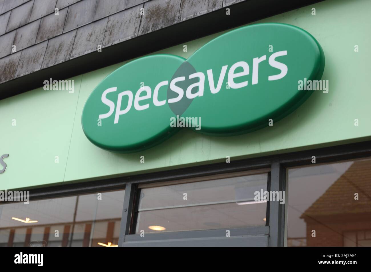 Specsavers opticians store front /signage, Essex, Britain. Stock Photo