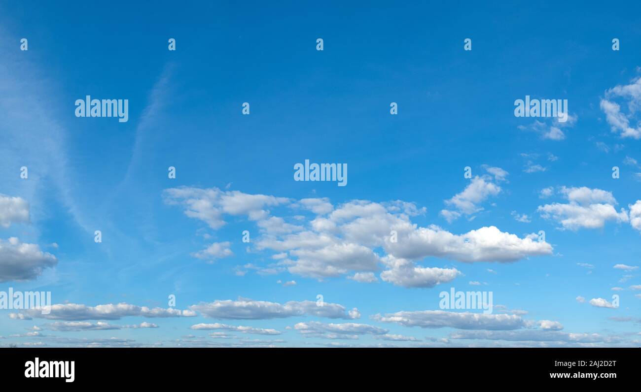 Beautiful blue sky with many clouds Stock Photo