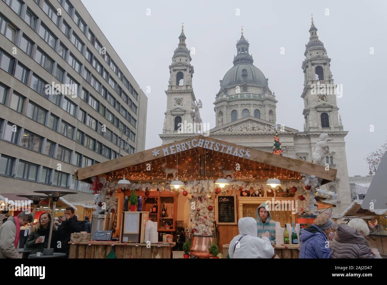 Budapest Hungary Christmas Market by St Stephen Basilica. Advent Feast ...