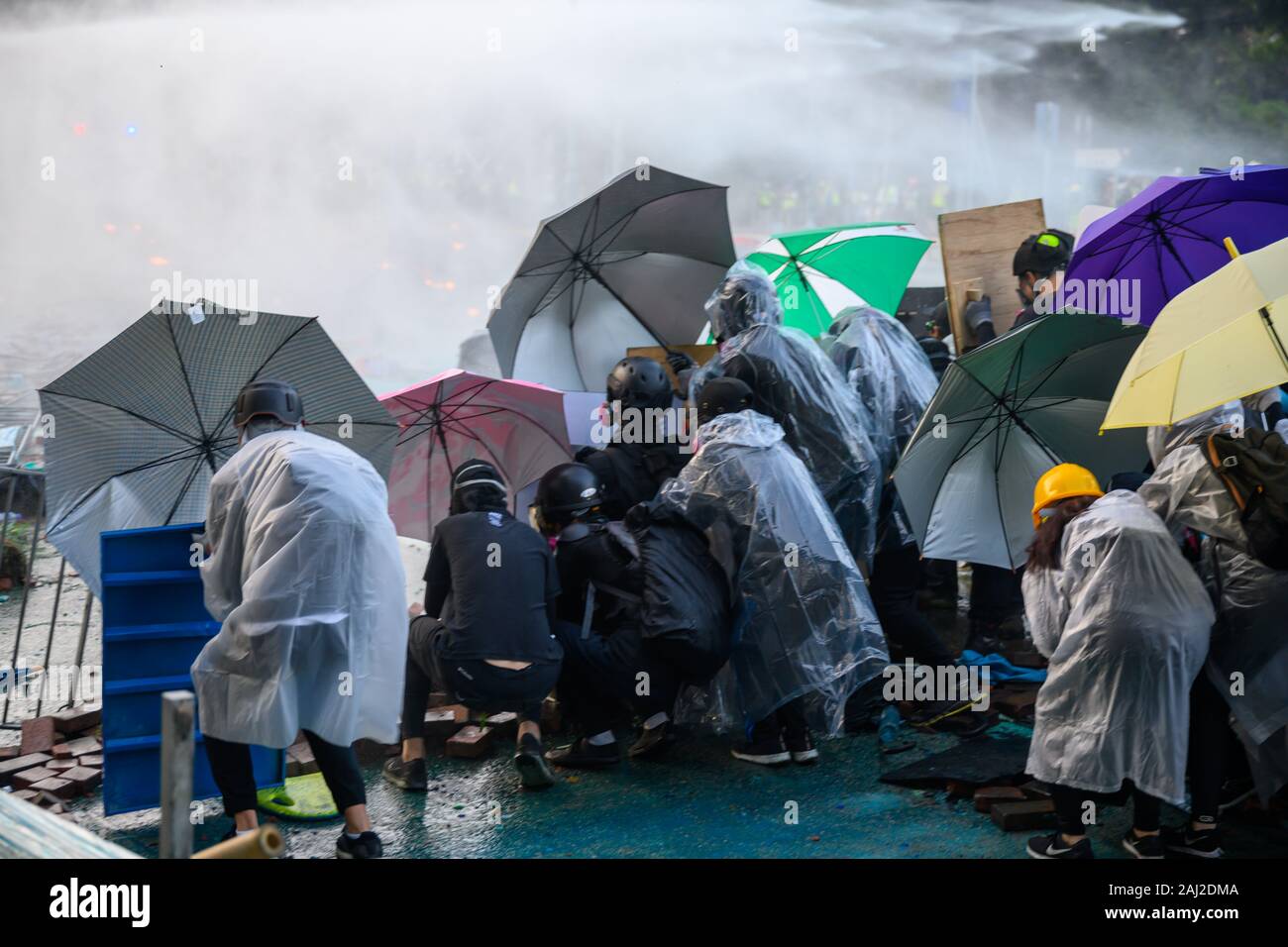 PolyU, Hong Kong - Nov 17, 2019: The first day of the Siege of PolyU ...