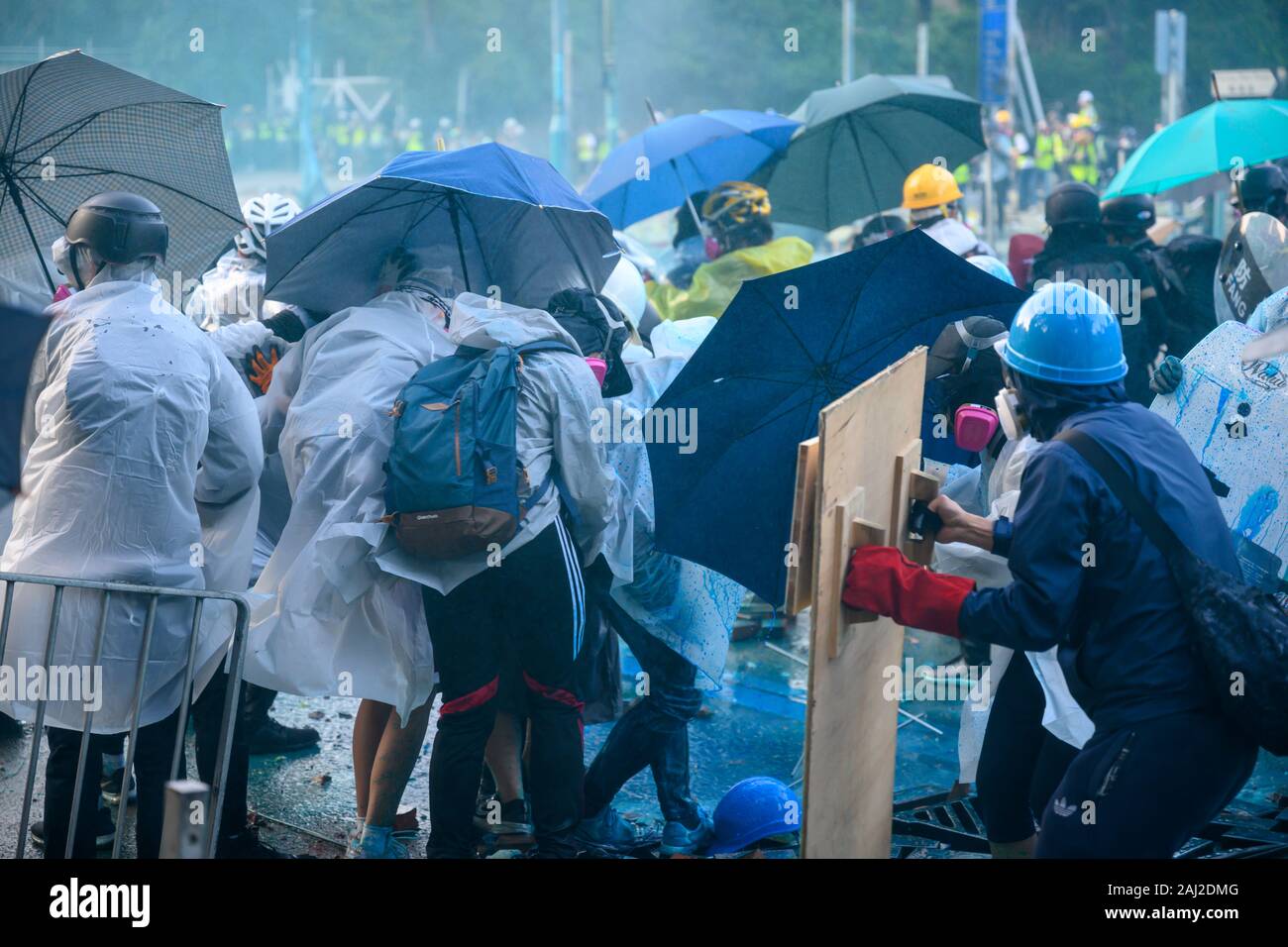 PolyU, Hong Kong - Nov 17, 2019: The first day of the Siege of PolyU ...