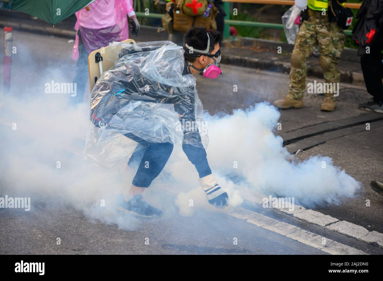 PolyU, Hong Kong - Nov 17, 2019: The first day of the Siege of PolyU ...