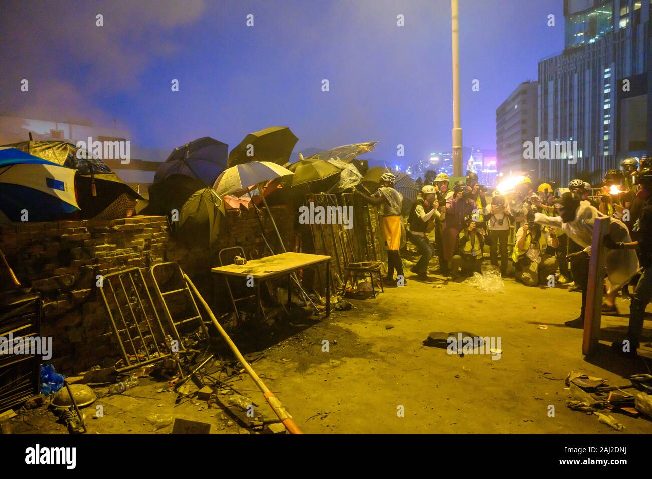 PolyU, Hong Kong - Nov 17, 2019: The first day of the Siege of PolyU ...