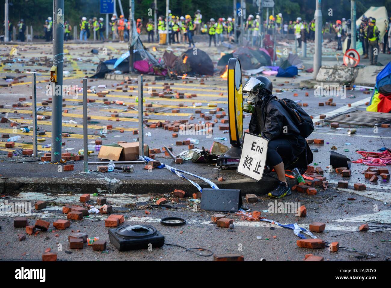 PolyU, Hong Kong - Nov 17, 2019: The first day of the Siege of PolyU ...