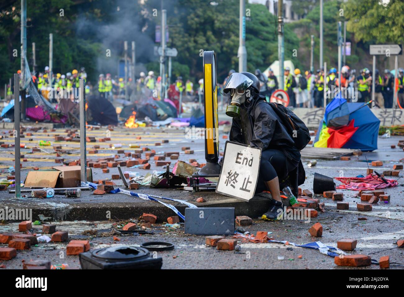 PolyU, Hong Kong - Nov 17, 2019: The first day of the Siege of PolyU ...