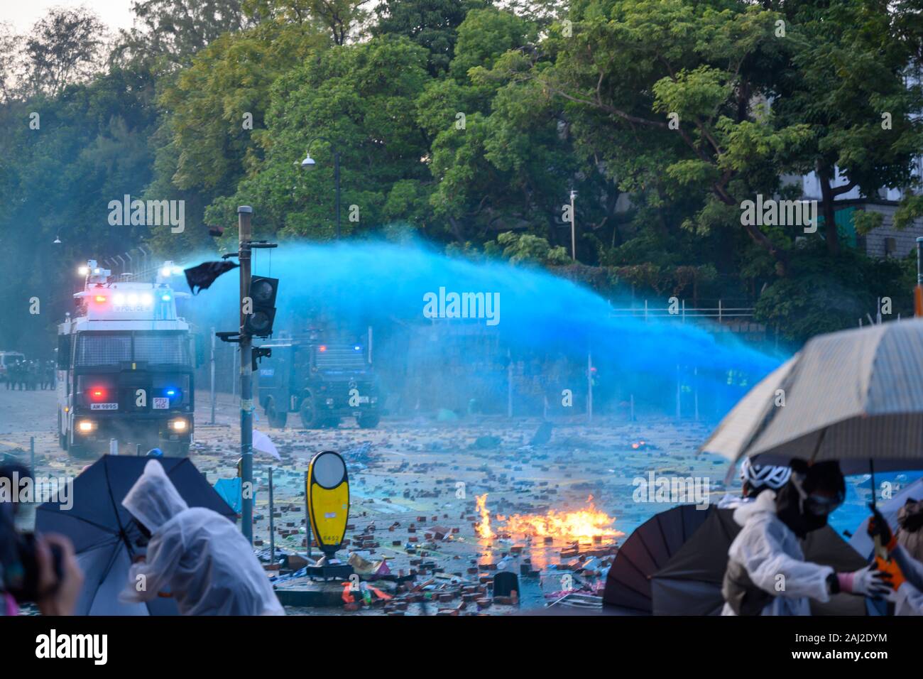PolyU, Hong Kong - Nov 17, 2019: The first day of the Siege of PolyU ...
